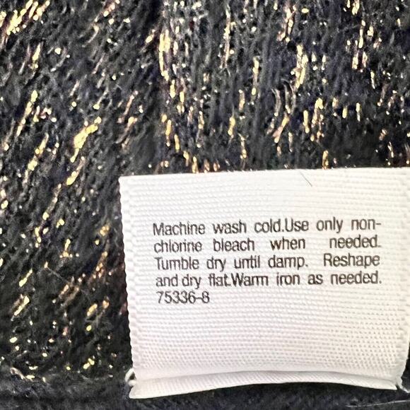 a.n.a. A New Approach Womens Sweater Large Navy Blue Bronze Glitter Threads - Picture 6 of 6